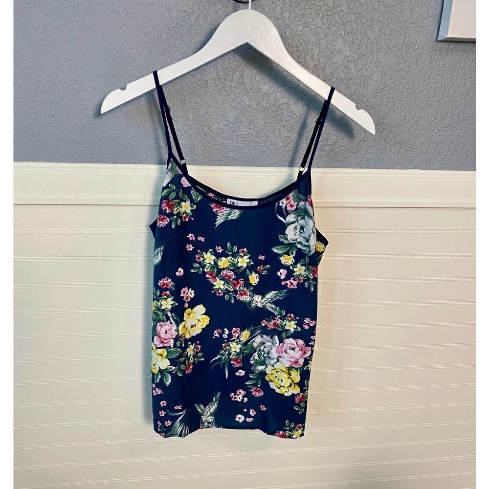 Dr2 Blue Floral Sleeveless Scoop Neck Camisole Size Small NWT
